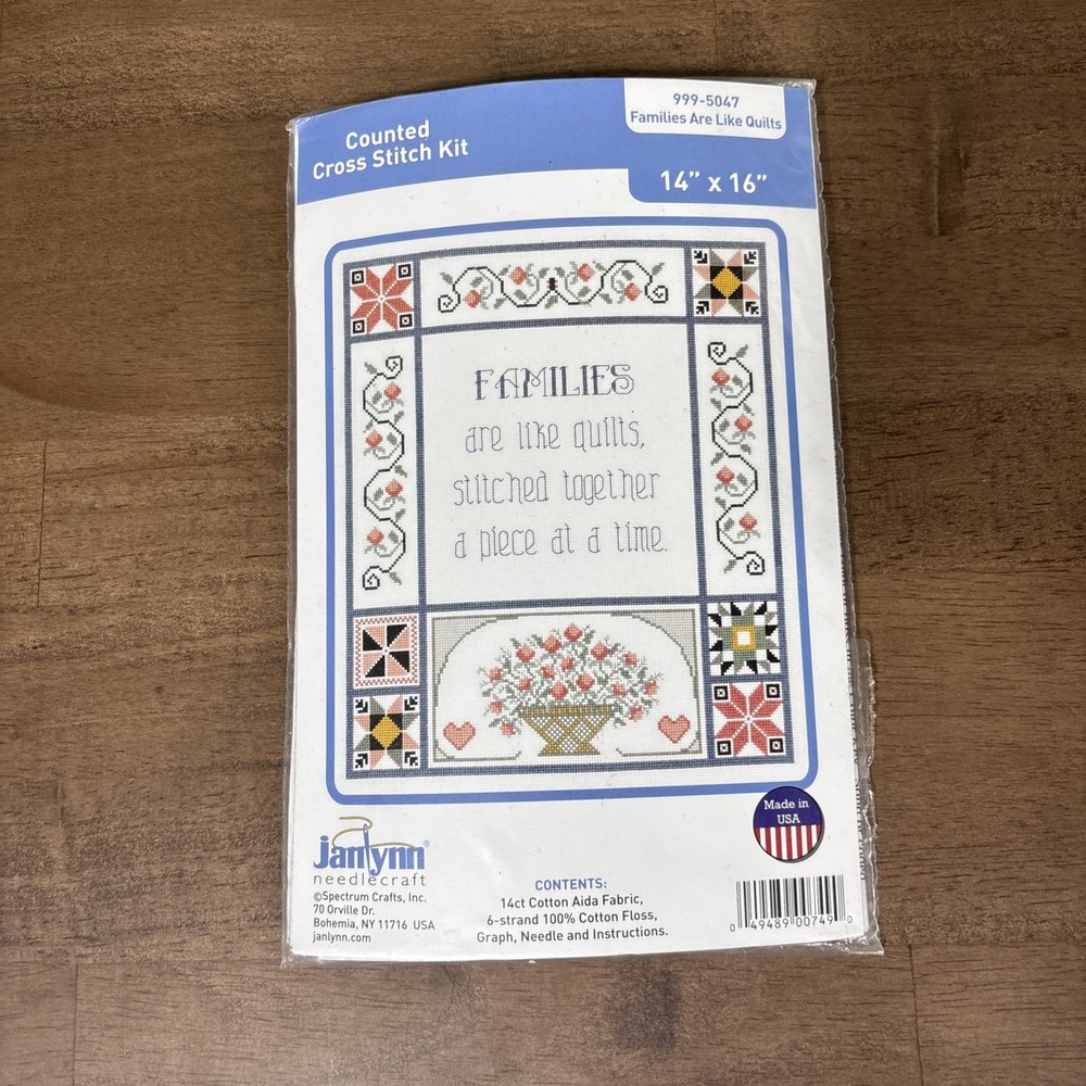 Janlynn Families Are Like Quilts Counted Cross Stitch Kit 14 x 16